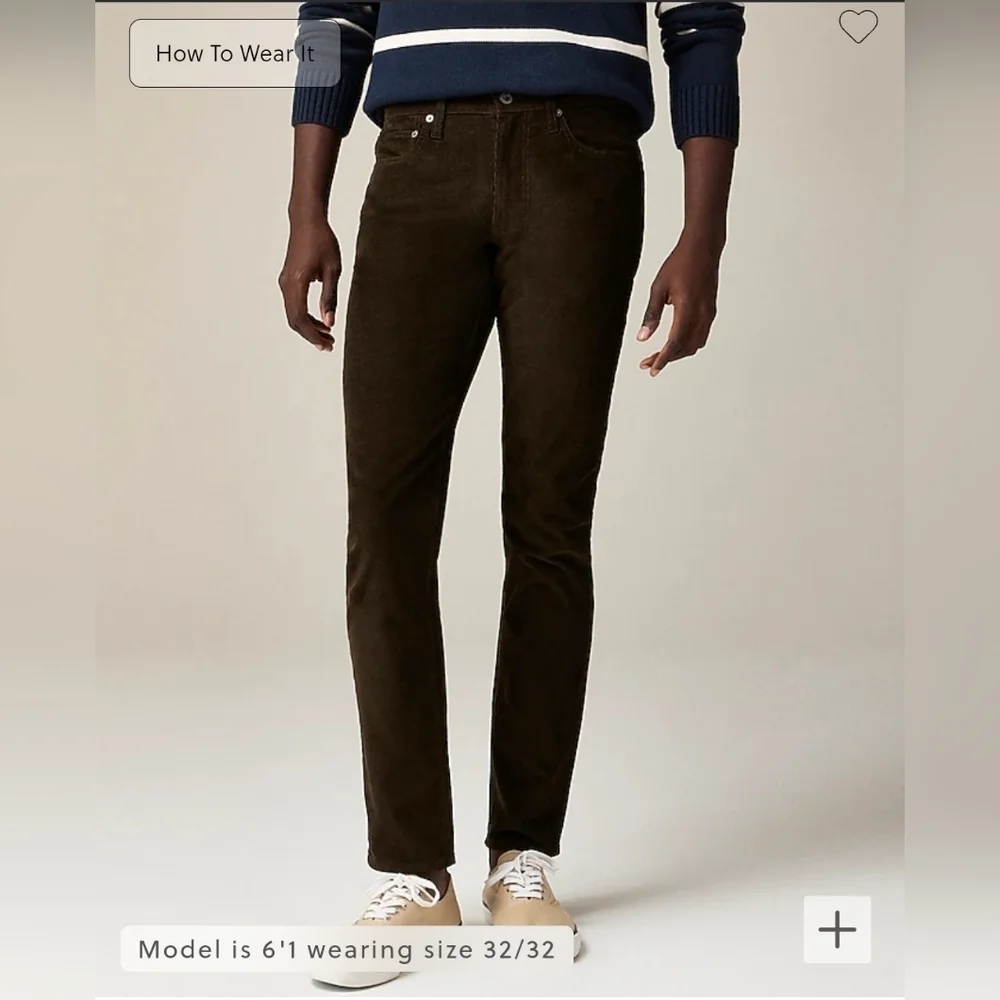 J Crew 484 Corduroy Pants Mens 30x30 Brown Slim Fit Traditional 5-Pocket Style‎